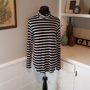 Knit striped turtleneck
